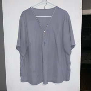 Dusty Blue top with zip detail